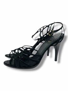 Vintage Joey Black Suede Strappy Stiletto Sandals Size 6.5M Y2K Evening Heel